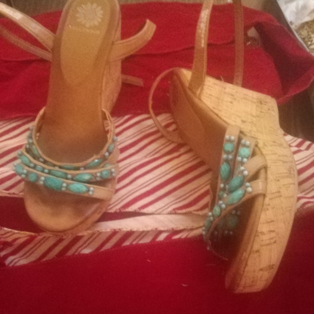 Yellow Box Turquoise Beaded Wedges